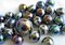 25 Glass Marbles MILKY WAY Purple/Gold Oil Slick Metallic Iridescent Shooter new